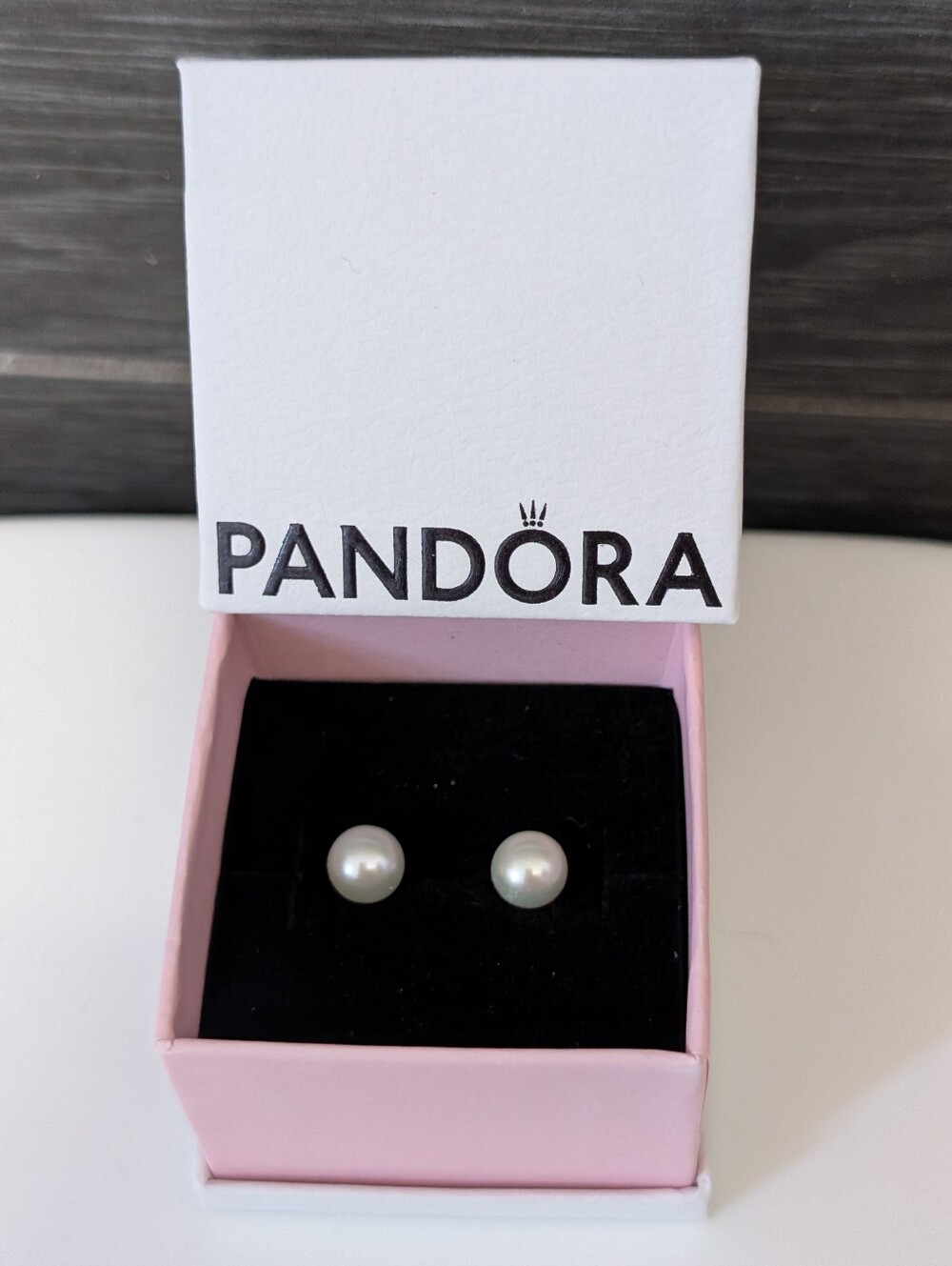 Auth! PANDORA 925 Ale Silver Pearl 4.5mm Stud Earrings